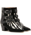 ISABEL MARANT PRINTED CALF HAIR AND SUEDE ANKLE BOOTS,P00202438