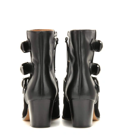 Shop Isabel Marant Printed Calf Hair And Suede Ankle Boots In Black