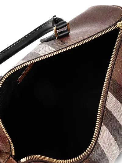 Burberry Printed Canvas Medium Check Handbag In Braun