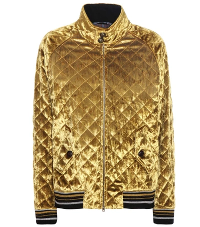 Shop Maison Margiela Quilted Velvet Bomber Jacket