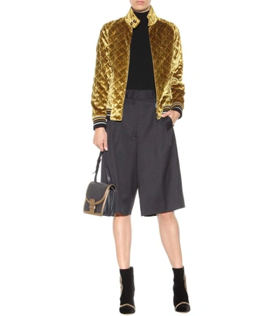 Shop Maison Margiela Quilted Velvet Bomber Jacket