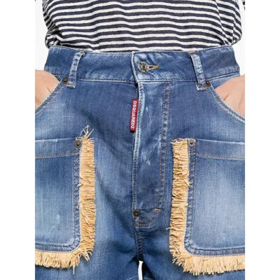 Dsquared2 Summer Lovers Denim Shorts With Fringe Detailing