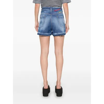 Dsquared2 Summer Lovers Denim Shorts With Fringe Detailing