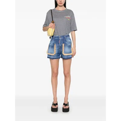 Dsquared2 Summer Lovers Denim Shorts With Fringe Detailing