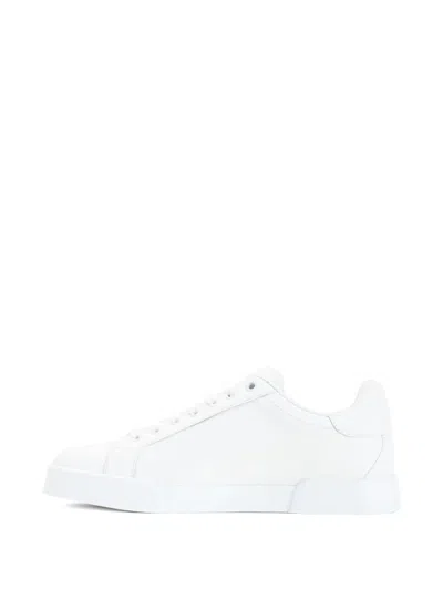 Dolce & Gabbana Women Portofino Low-top Leather Sneakers With Lateral Monogram