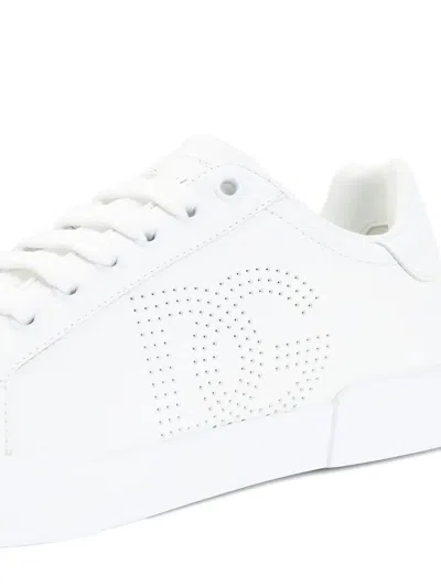 Dolce & Gabbana Women Portofino Low-top Leather Sneakers With Lateral Monogram