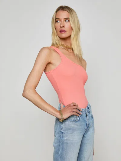 L Agence Cassidy One-shoulder Bodysuit In Pink