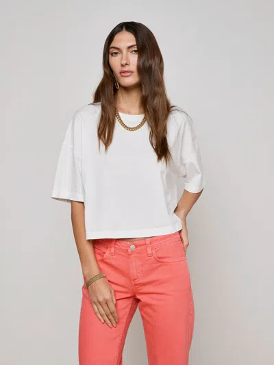 L Agence Daria Oversized Cropped Tee In White
