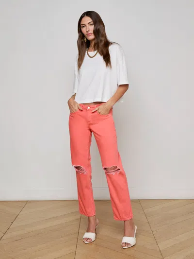 L Agence Daria Oversized Cropped Tee In White