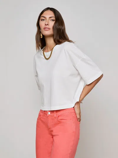 L Agence Daria Oversized Cropped Tee In White