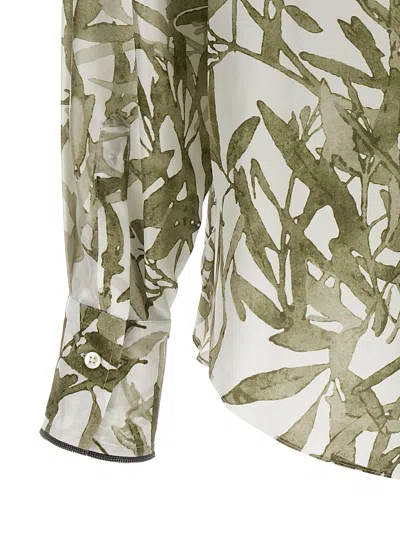 Brunello Cucinelli Floral Print Silk Shirt In Multi