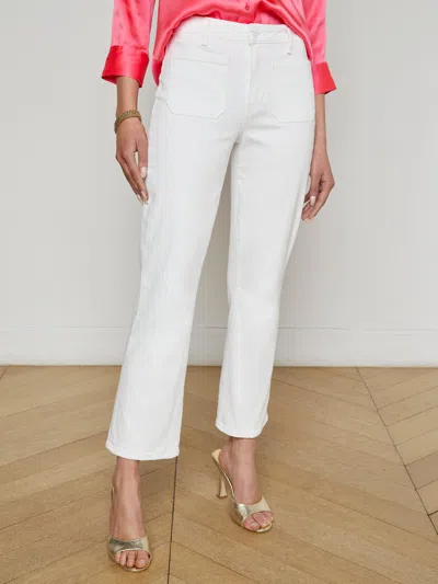 L Agence Noya Cropped Slim Flare Jean In White