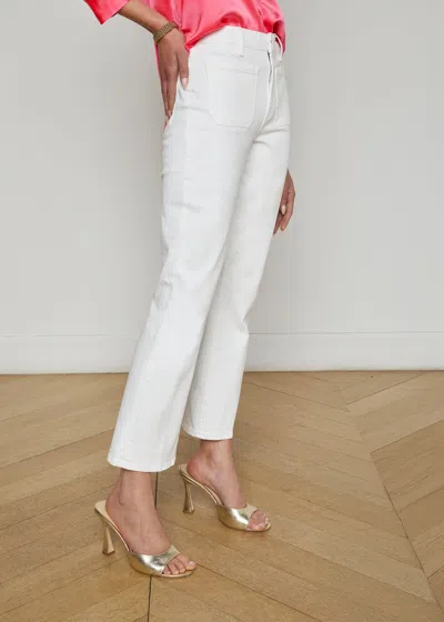 Shop L Agence Noya Cropped Slim Flare Jean In Blanc