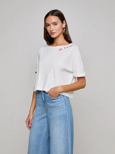 L Agence Sadie Embroidered Tee In White
