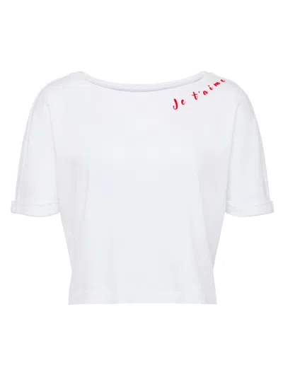 L Agence Sadie Embroidered Tee In White
