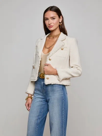 L Agence Sylvia Tweed Jacket In Ivory/light Gold