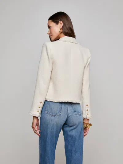 L Agence Sylvia Tweed Jacket In Ivory/light Gold