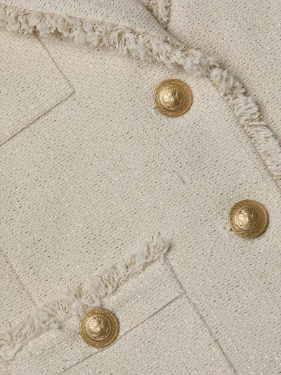L Agence Sylvia Tweed Jacket In Ivory/light Gold