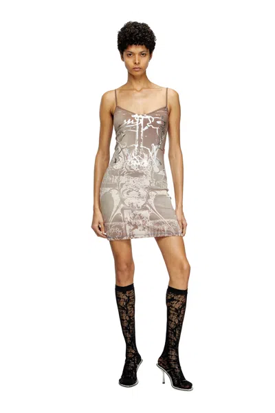 Diesel Womens 7ff D-longy Graphic-print Cotton-jersey Mini Dress Xs In Multi