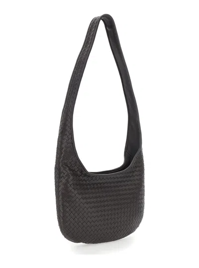 Bottega Veneta Brown Veneto Crossbody Bag In Black