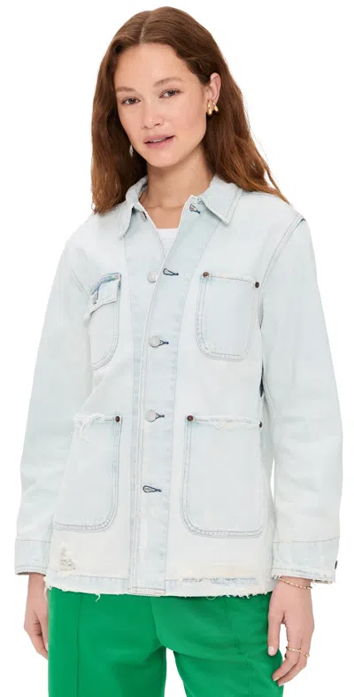 Polo Ralph Lauren Distressed Denim Worker Jacket Pockets In Blue