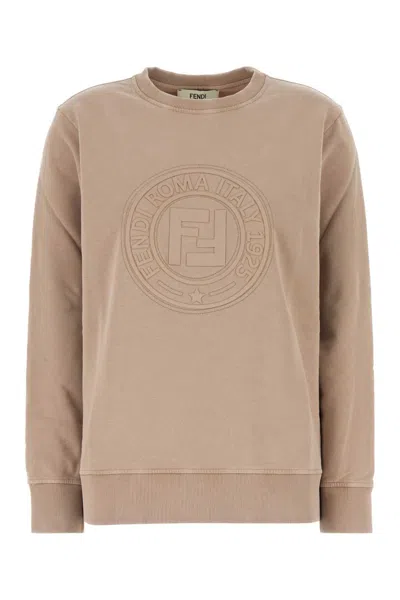 Fendi Cappuccino Cotton Oversize Sweatshirt In Nude