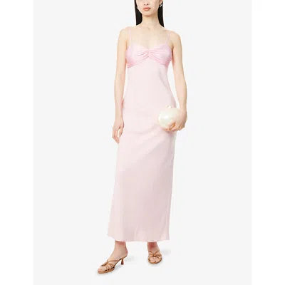 Pretty Lavish Womens Joely Contrast-panel Woven Maxi Dress Pink In Pink