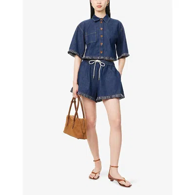 Zimmermann Indigo Denim Shirt With Classic Collar In Blue