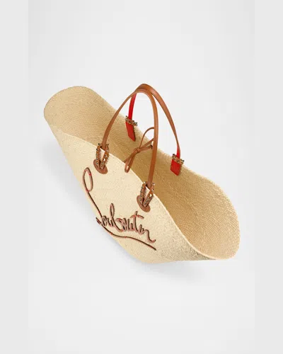 Christian Louboutin Cabata Mini Basket Tote Bag In Raffia In Natural/cuoio