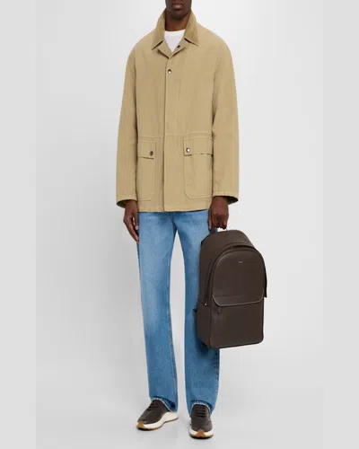 Bally Men's Oeden Leather Backpack In Ebano 21palladio