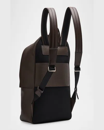 Bally Men's Oeden Leather Backpack In Ebano 21palladio