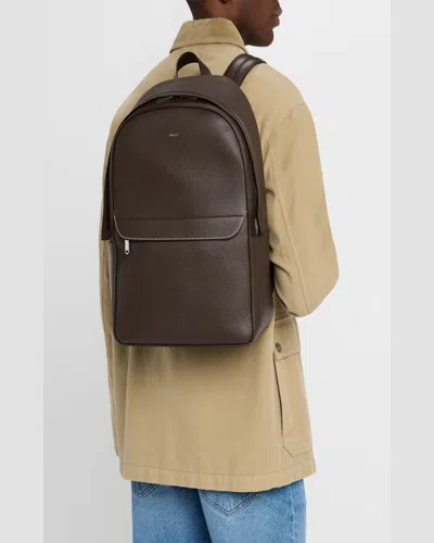 Bally Men's Oeden Leather Backpack In Ebano 21palladio
