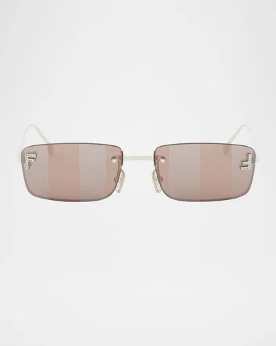 Fendi First Crystalized Logo Sunglasses In Gold Brown Mirror