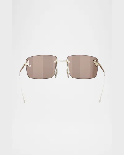 Fendi First Crystalized Logo Sunglasses In Gold Brown Mirror