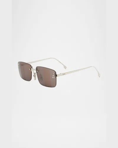 Fendi First Crystalized Logo Sunglasses In Gold Brown Mirror