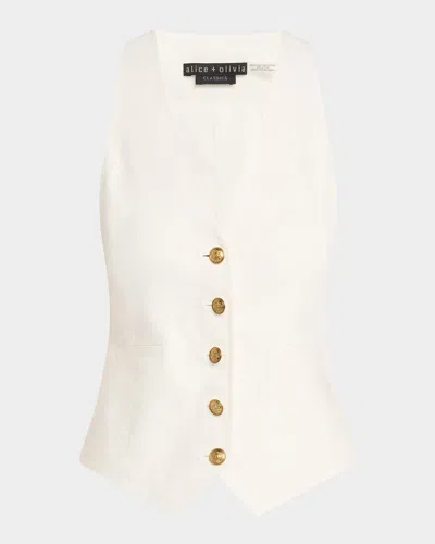 Alice And Olivia Mazie Deep V-neck Vest In White