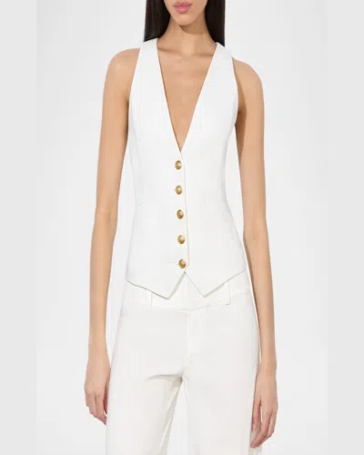 Alice And Olivia Mazie Deep V-neck Vest In White