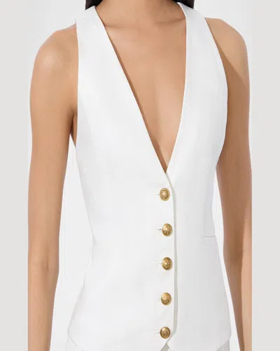 Alice And Olivia Mazie Deep V-neck Vest In White
