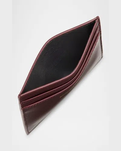 Saint Laurent Ysl Card Case In Calf Leather In Hot Wine