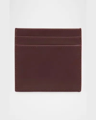 Saint Laurent Ysl Card Case In Calf Leather In Hot Wine