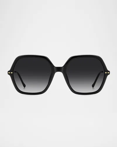 Isabel Marant Black Acetate Sunglasses In Black Gold