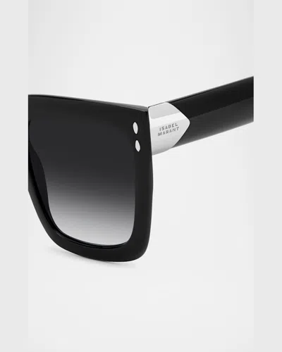 Isabel Marant 55mm Gradient Rectangular Sunglasses In Black