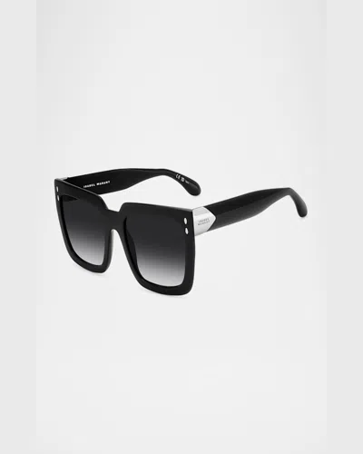 Isabel Marant 55mm Gradient Rectangular Sunglasses In Black