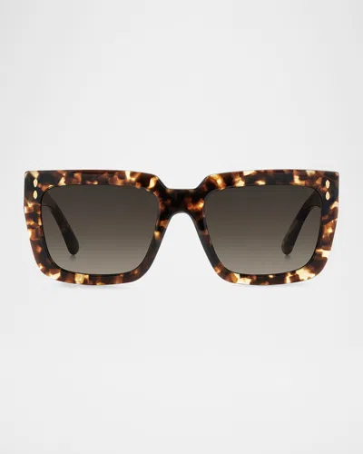 Isabel Marant 55mm Gradient Rectangular Sunglasses In Havana