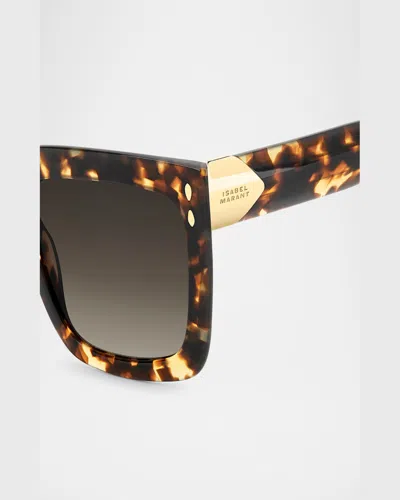 Isabel Marant 55mm Gradient Rectangular Sunglasses In Havana
