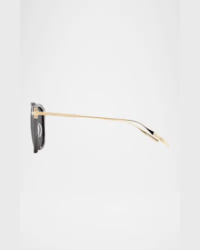 Barton Perreira Men's Nolan Acetate & Titanium Rectangular Sunglasses In Nolan Black  Gold  Noir