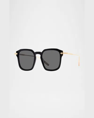 Barton Perreira Men's Nolan Acetate & Titanium Rectangular Sunglasses In Nolan Black  Gold  Noir