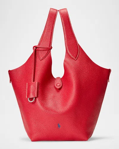 Polo Ralph Lauren Polo Play Leather Tote In Cherry