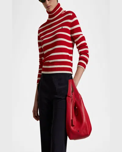 Polo Ralph Lauren Polo Play Leather Tote In Cherry