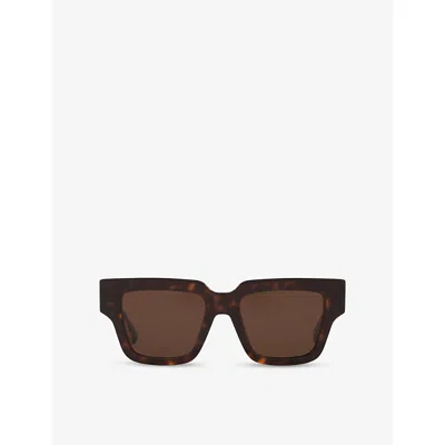 Bottega Veneta Womens Brown Bv1276s Rectangular-frame Acetate Sunglasses In Brown
